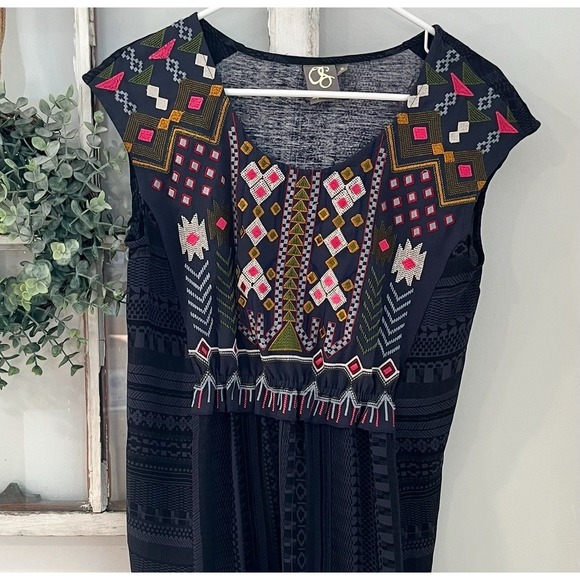 One September Tops - Anthropologie One September Barranco Navy Boho Embroidered Tunic Shirt